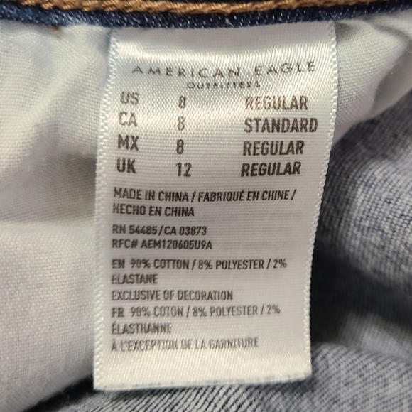 American Eagle Women's Stright Leg Extra Stretch Denim Blue Jeans, Size: 8R - Picture 5 of 16